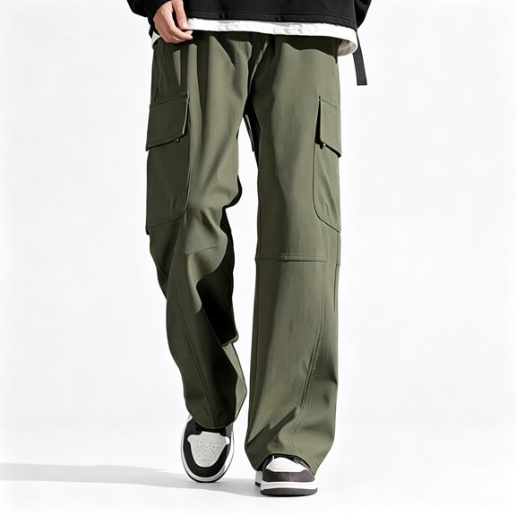 Men's Twill Cargo Pants Relaxed Fit Stretch Multi Pocket Daily Outdoor Workwear Trousers S-XL