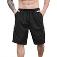 thumbnail image 1 of Men's Twill Cargo Shorts 10" Inseam Elastic Waistband Drawstring Utility Short Pants, Knee Length Multi-Pocket Outdoor Hiking Fishing Travel Wear with D-Rings, 1 of 8