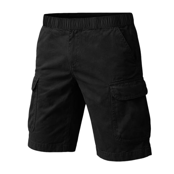Men's Twill Cargo Shorts Pull on Shorts Cotton Ripstop Casual Relaxed Fit Wild Outdoor Work Shorts for Men with Multi Pockets Big and Tall Size S-3XL Black