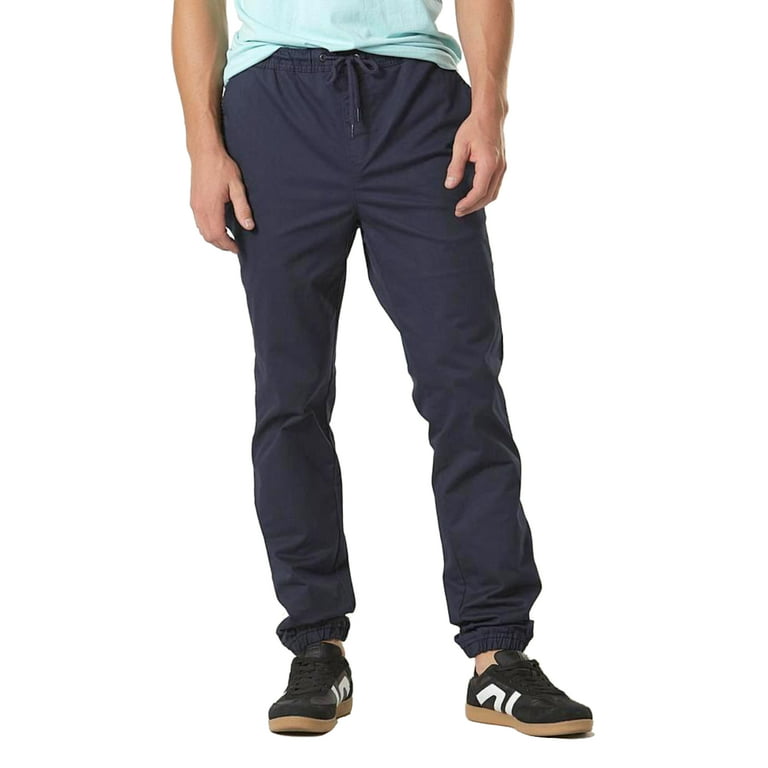 Men's Twill Cotton Spandex Stretch Tapered Ankle Let Slim Fit Casual  Drawstring Jogger Pants