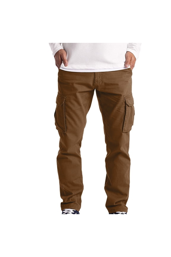 Men's Twill Lightweight Stretch Relaxed Fit Straight Leg Cargo Pants with Muti Pocket Size S-5XL Khaki