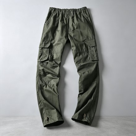 Men's Twill Straight Outdoor Cargo Pants, Multi Pocket Drawstring Design Daily Workout Trousers S-XXL