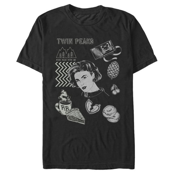 Men's Twin Peaks Iconic Symbols  Graphic Tee Black Large