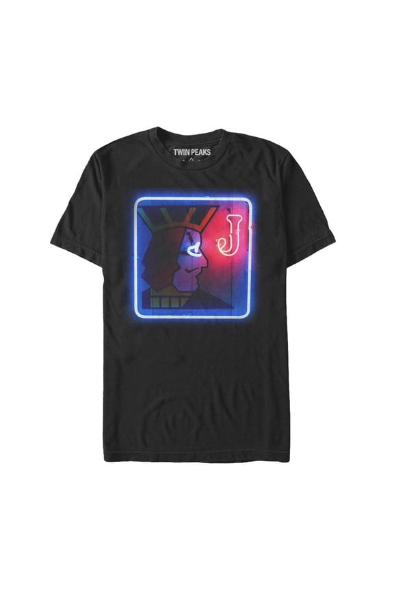 Men's Twin Peaks One Eyed Jacks Neon Sign Print Graphic Tee Black Small