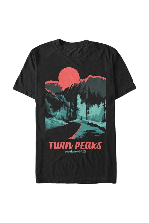 Men's Twin Peaks Population  Graphic Tee Black Large