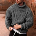 thumbnail image 1 of Men's Twisted Knitted Turtleneck Sweater Ribbed Thermal Slim Fit Casual Cable Knit Sweater,High Neck Pullover Sweaters for Men, 1 of 4