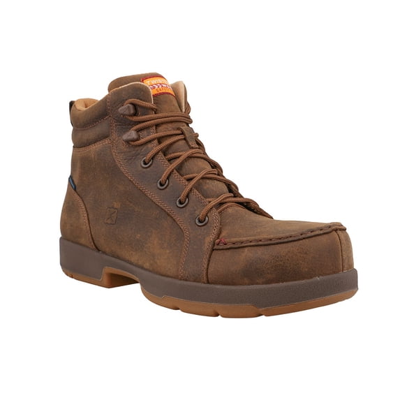 Men's Twisted X 6" WP Brown Nano Round Moc Toe Work Boot