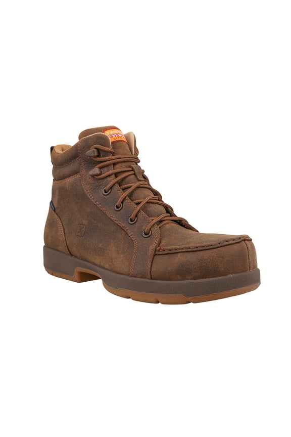 Men's Twisted X 6" WP Brown Nano Round Moc Toe Work Boot