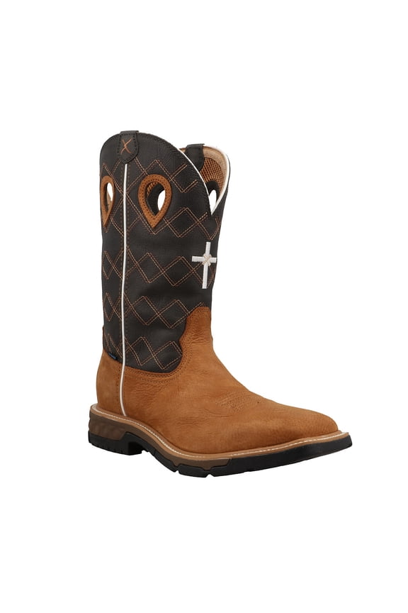 Men`s Twisted X Brown 12In Soft Square Toe Work Boot