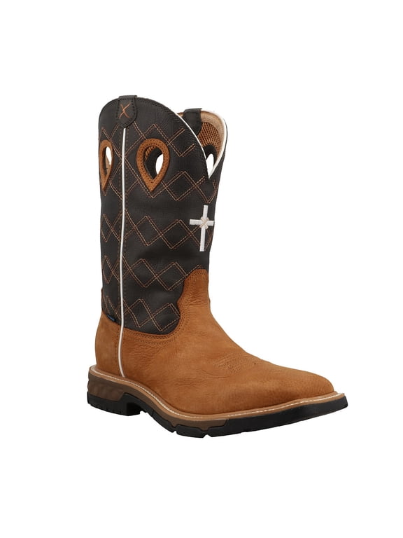 Men`s Twisted X Brown 12In Soft Square Toe Work Boot