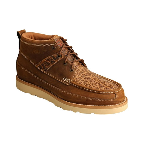 Men's Twisted X MCA0043 4" Wedge Sole Ankle Boot Distressed Saddle/Cognac Full Grain Leather