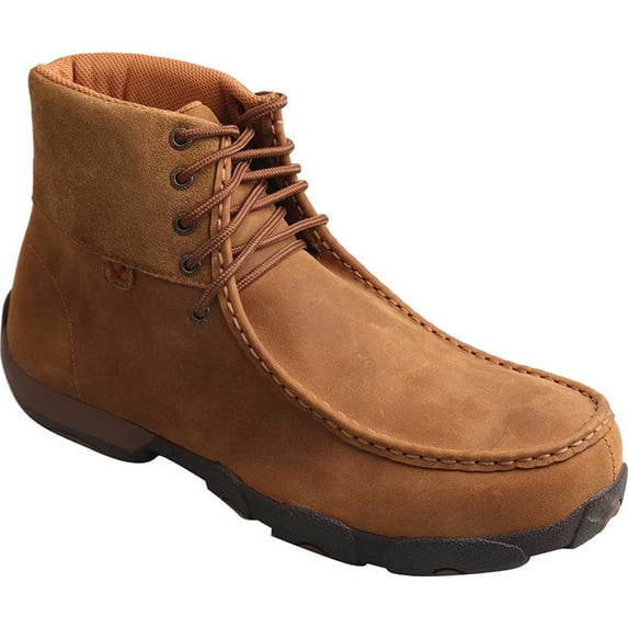 Men's Twisted X MDMAL01 Alloy Toe Driving Moc Distressed Saddle Leather 12 M