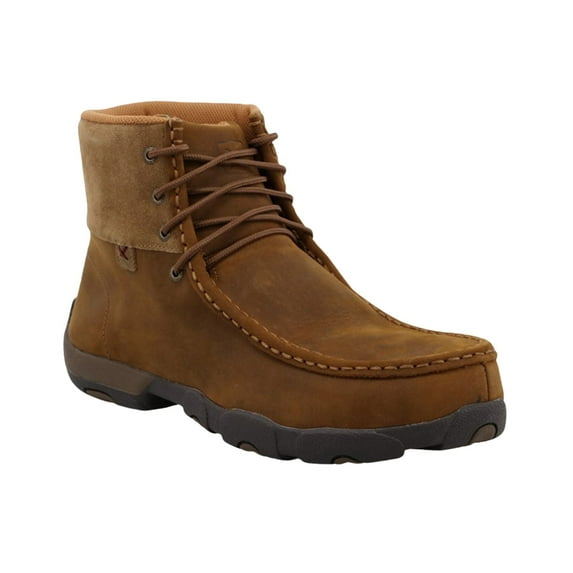 Men's Twisted X MDMAL01 Alloy Toe Driving Moc Distressed Saddle Leather 14 M