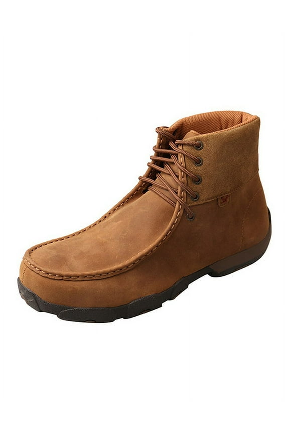 Men's Twisted X MDMAL01 Alloy Toe Driving Moc Distressed Saddle Leather 9 M