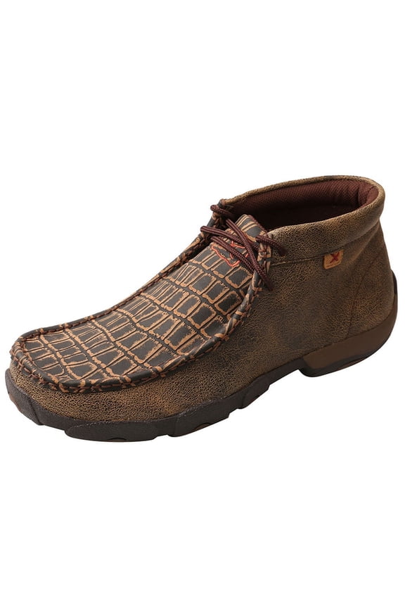 Men's Twisted X MDMAL02 Alloy Toe Driving Moc Cayman Print/Brown Leather 10 W