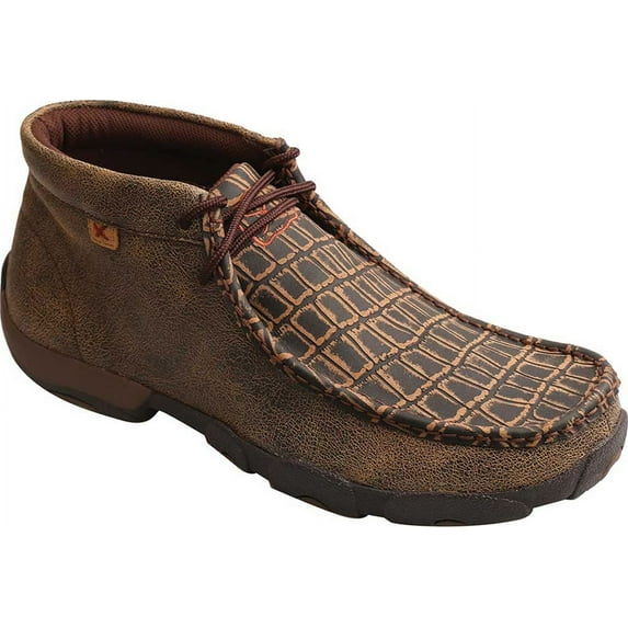 Men's Twisted X MDMAL02 Alloy Toe Driving Moc Cayman Print/Brown Leather 12 M