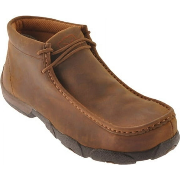 Men's Twisted X MDMST01 Safety Toe Driving Moc Distressed Saddle Leather 8 W