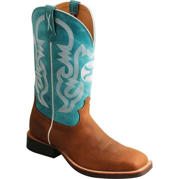 Men's Twisted X MHY0032 12" Hooey Cowboy Boot Gingerbread/Turquoise Full Grain Leather 11 D