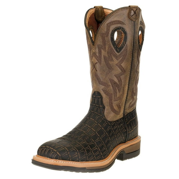 Men's Twisted X MLCA003 Lightweight Alloy Toe Cowboy Work Boot Cayman Print/Bomber Leather 10.5 2E