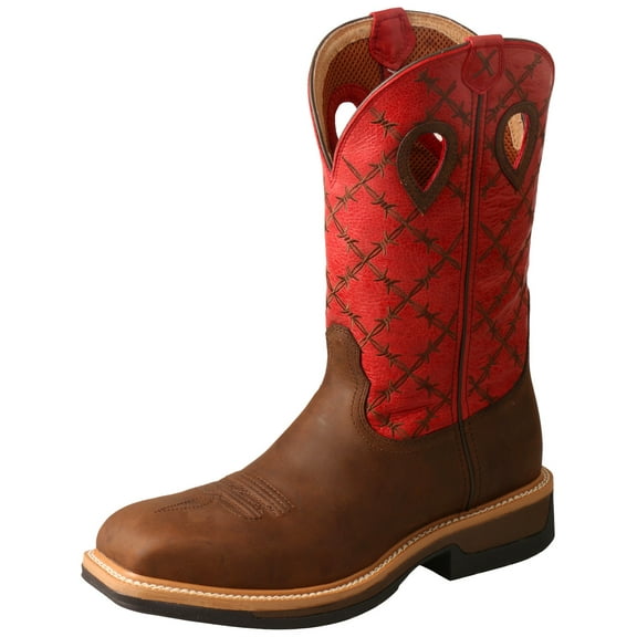 Men's Twisted X MLCA005 Lite Cowboy Alloy Toe Work Boot Brown/Flash Red Leather 11 D