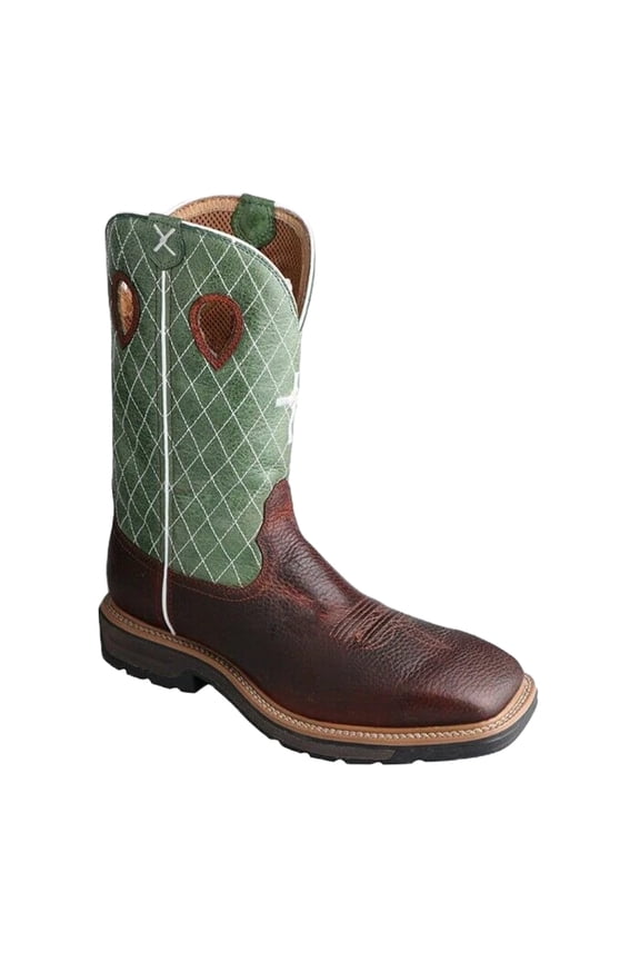 Men's Twisted X MLCS002 Cognac Glazed Pebble/Lime Leather 11.5 2E