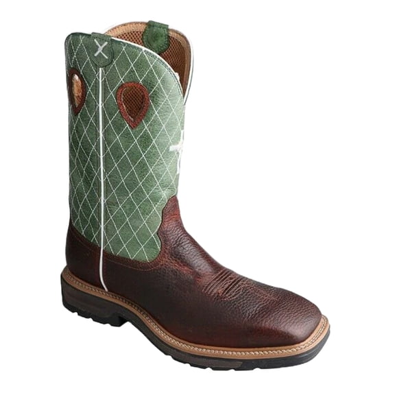 Men's Twisted X MLCS002 Cognac Glazed Pebble/Lime Leather 7 D