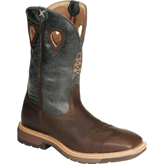 Men's Twisted X MLCS006 Lite Weight Work Boot Safety Toe Oiled Cognac/Blue Leather 11 2E