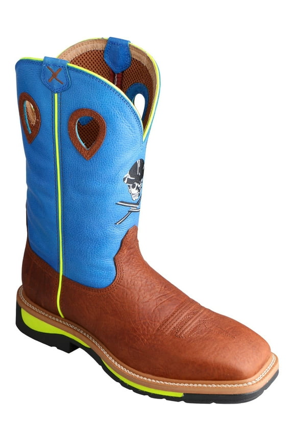 Men's Twisted X MLCS012 Lite Weight Cowboy Work Brown Oiled Shoulder/Neon Blue 10.5 D