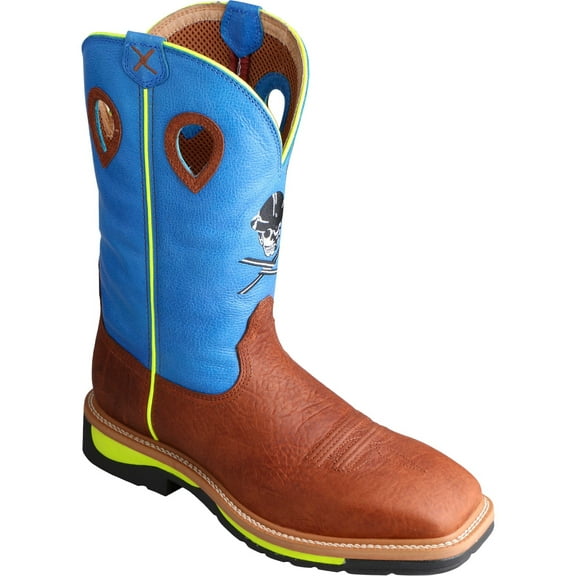 Men's Twisted X MLCS012 Lite Weight Cowboy Work Brown Oiled Shoulder/Neon Blue 11.5 D