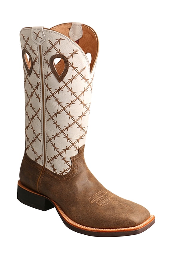 Men's Twisted X MRS0056 Ruff Stock Cowboy Boot Bomber/White Leather 10 2E