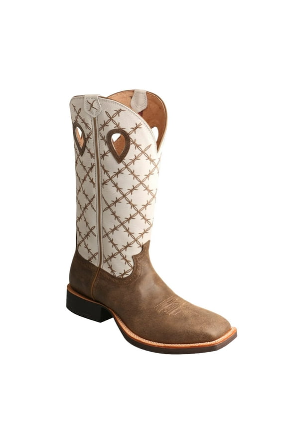 Men's Twisted X MRS0056 Ruff Stock Cowboy Boot Bomber/White Leather 10.5 2E