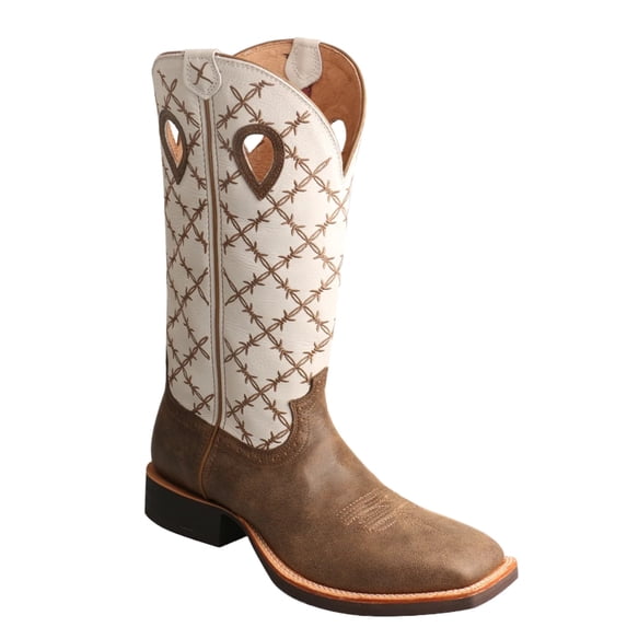 Men's Twisted X MRS0056 Ruff Stock Cowboy Boot Bomber/White Leather 7 D