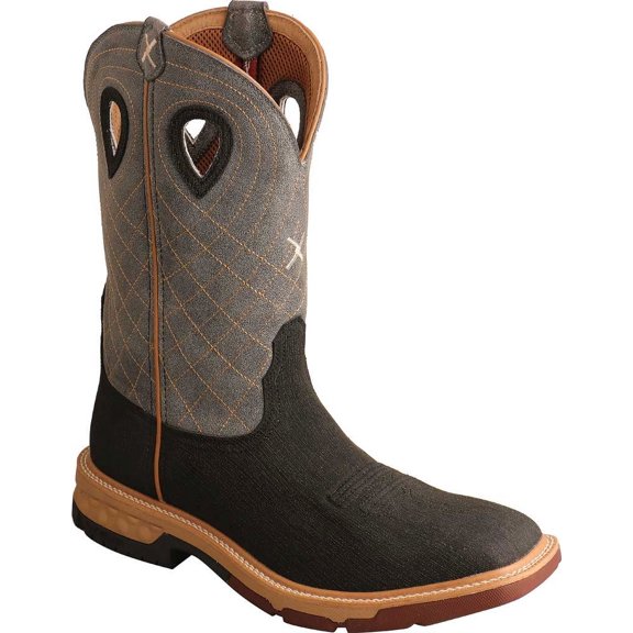 Men's Twisted X MXB0002 12" Western Work Boot Rubberized Brown/Grey Full Grain Leather 9.5 2E