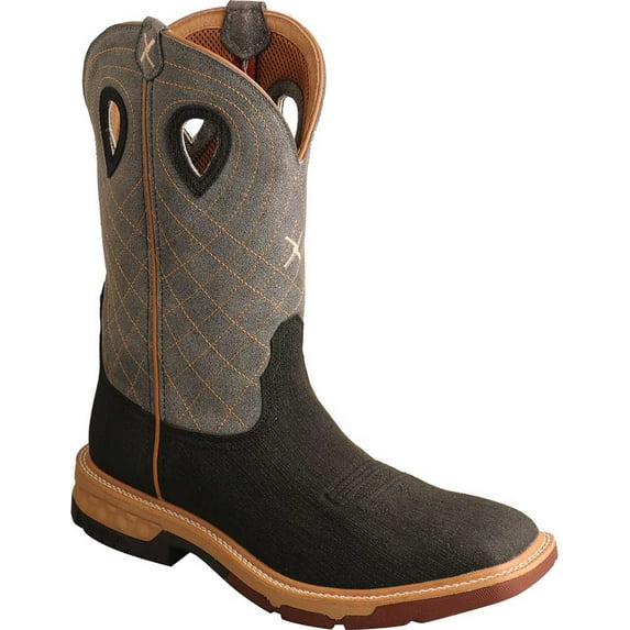 Men's Twisted X MXBA002 12" Alloy Toe Western Work Boot Rubberized Brown/Grey Full Grain Leather 14 2E