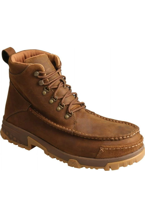 Men's Twisted X MXCC001 CellStretch 6" Composite Toe Work Boot Distressed Saddle Full Grain Oiled Leather 9.5 M