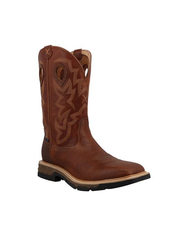 Men's Twisted X Western12" Rust Brown H20 Soft Square Toe Work Boot