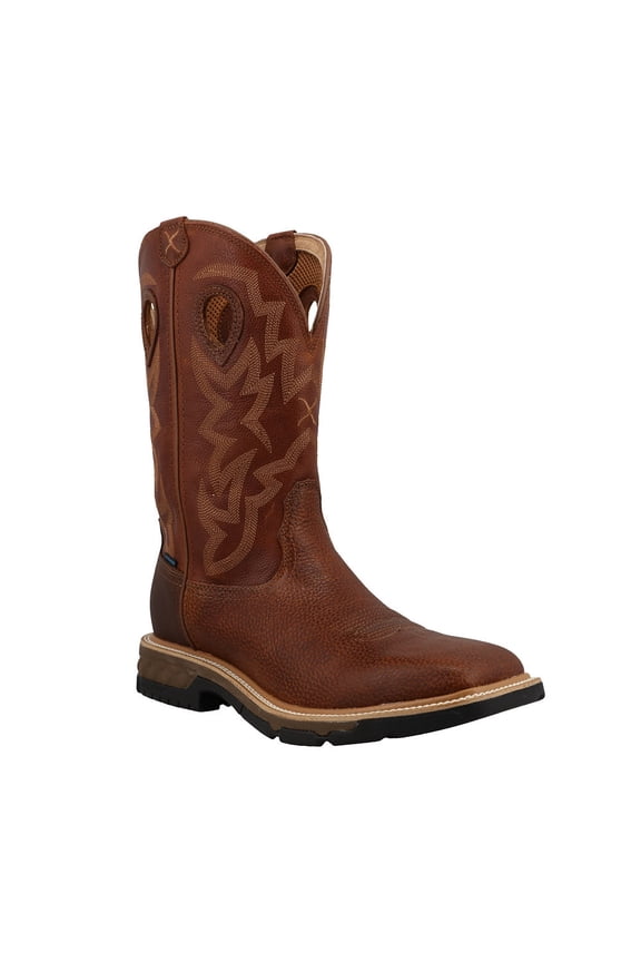 Men's Twisted X Western12" Rust Brown H20 Soft Square Toe Work Boot