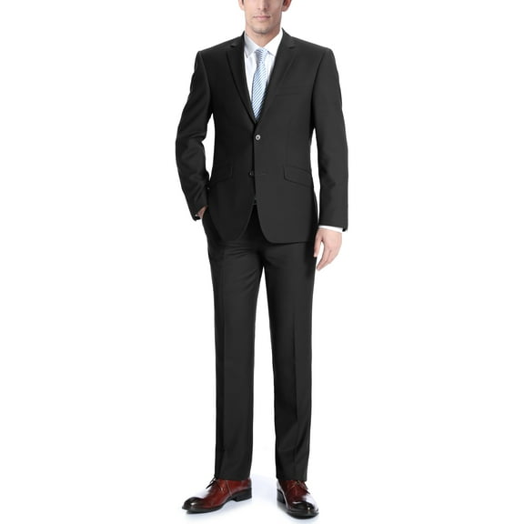 Men's Two Button Suit Slim-Fit 100% Wool Suit