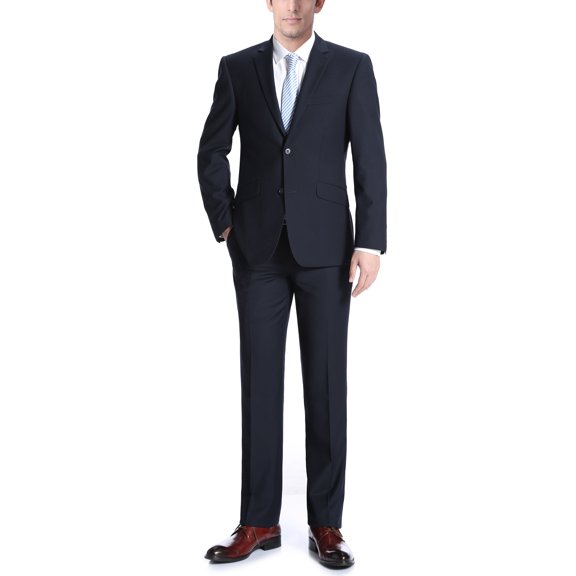 Men's Two Button Suit Slim-Fit 100% Wool Suit