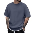 thumbnail image 1 of Men's Two Layer Contrast Hem T Shirt, Short Sleeve Crew Neck Tee, Casual Summer Top with Layered Look, 1 of 4