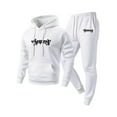 thumbnail image 1 of Men's Two Piece Hoodie and Sweatpants Set Casual Pullover Hooded Sweatshirt and Jogger Pants Outfit with Printed Lettering Design, 1 of 3