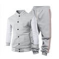 thumbnail image 1 of Men’s Two Piece Tracksuit Set Casual Bomber Jacket and Jogger Pants with Striped Print Athletic Style Outfit, 1 of 6