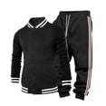 thumbnail image 1 of Men’s Two Piece Tracksuit Set Casual Bomber Jacket and Jogger Pants with Striped Print Athletic Style Outfit, 1 of 7