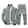 thumbnail image 1 of Men’s Two Piece Tracksuit Set Full Zip Stand Collar Jacket and Drawstring Pants Camouflage Print Casual Outfit, 1 of 4
