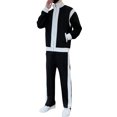 thumbnail image 1 of Men’s Two-Piece Tracksuit Set Zip-Up Long Sleeve Jacket and Full-Length Pants with Contrast Panel Design Athletic Outfit, 1 of 5