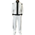 thumbnail image 1 of Men’s Two-Piece Tracksuit Set Zip-Up Long Sleeve Jacket and Full-Length Pants with Contrast Panel Design Athletic Outfit, 1 of 5
