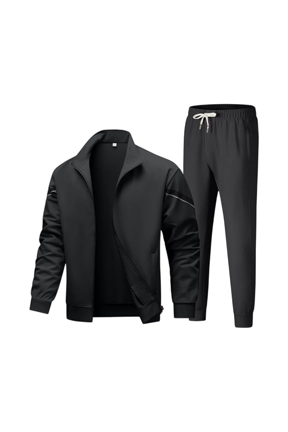 Men’s Two Piece Tracksuit Set with Zipper Jacket and Drawstring Pants Athletic Full Sleeve Top and Bottom Sportswear Outfit
