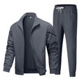 thumbnail image 1 of Men’s Two Piece Tracksuit Set with Zipper Jacket and Drawstring Pants Athletic Full Sleeve Top and Bottom Sportswear Outfit, 1 of 4