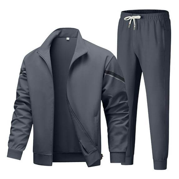 Men’s Two Piece Tracksuit Set with Zipper Jacket and Drawstring Pants Athletic Full Sleeve Top and Bottom Sportswear Outfit