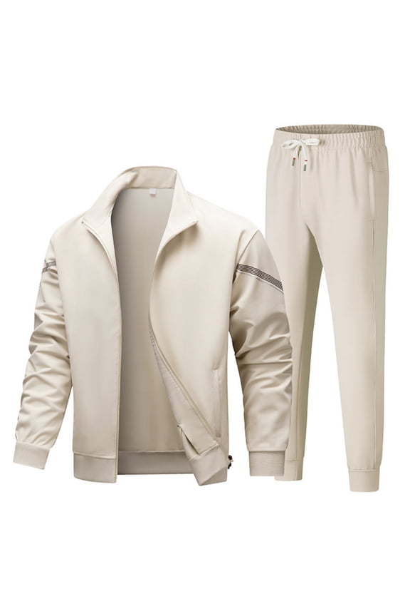 Men’s Two Piece Tracksuit Set with Zipper Jacket and Drawstring Pants Athletic Full Sleeve Top and Bottom Sportswear Outfit